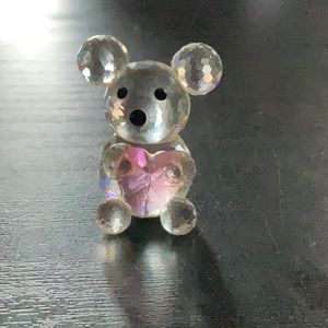 Vintage Mini Bear With Heart Crystal Figurine